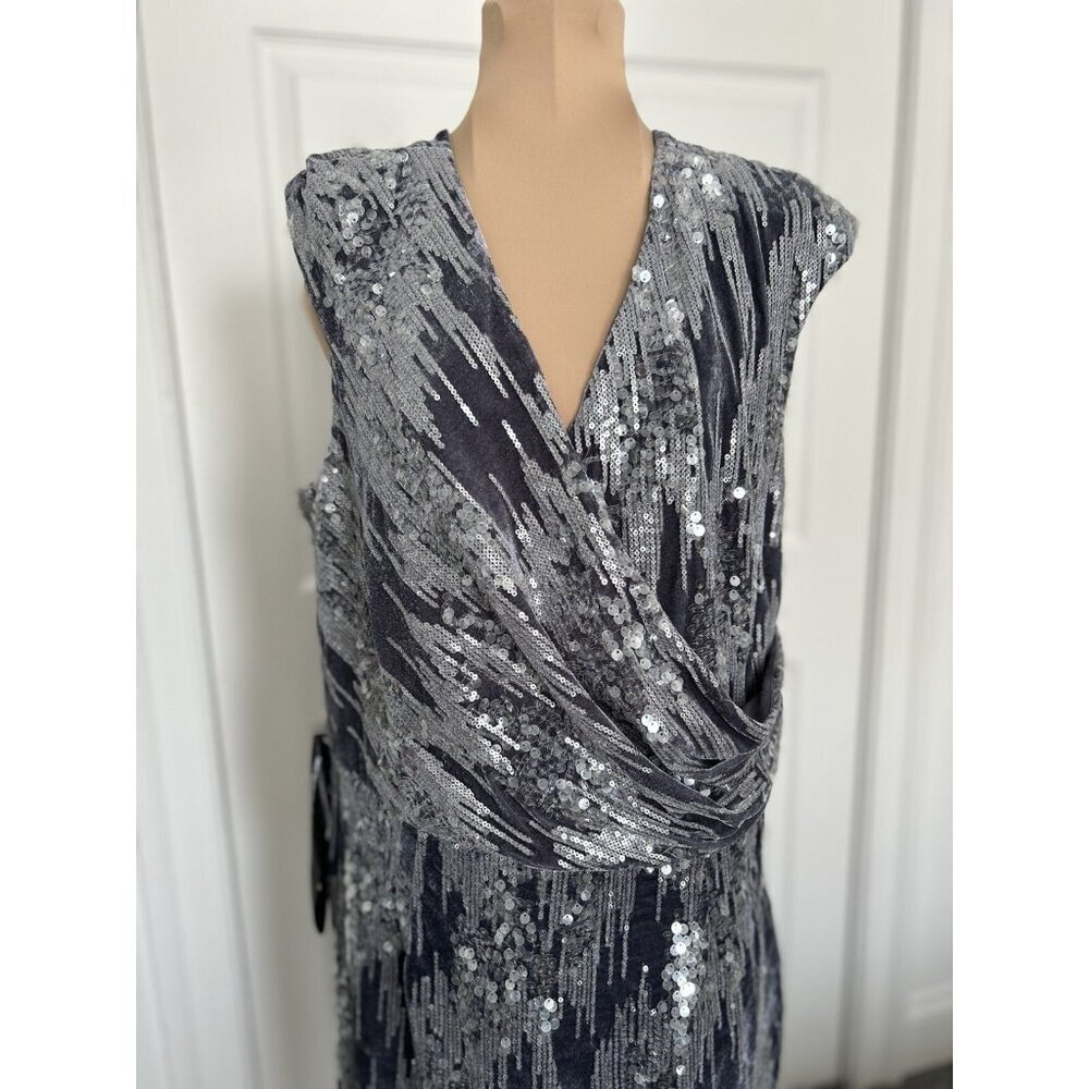 Js Collections June Sequin Velvet Faux Wrap Cockt… - image 8